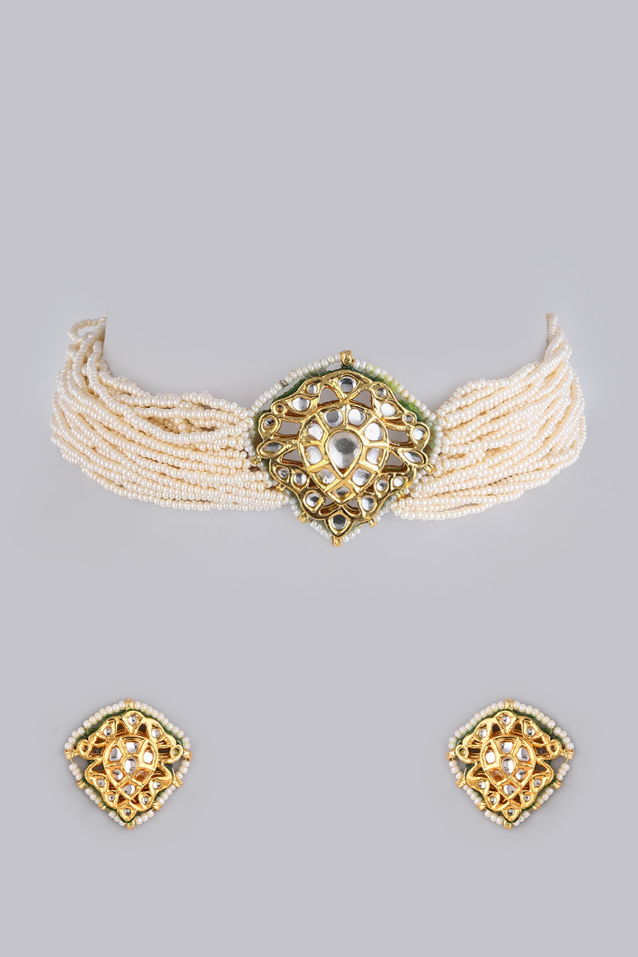 Gold Stone & MOTI Necklace Set NS05646596