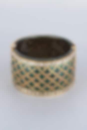 Gold Foil Finish Green Stone Kada by Khushi Jewels