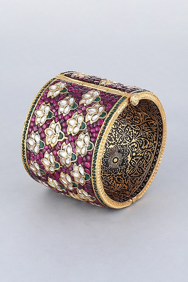 Gold Foil Finish Purple Stones Kada by Khushi Jewels