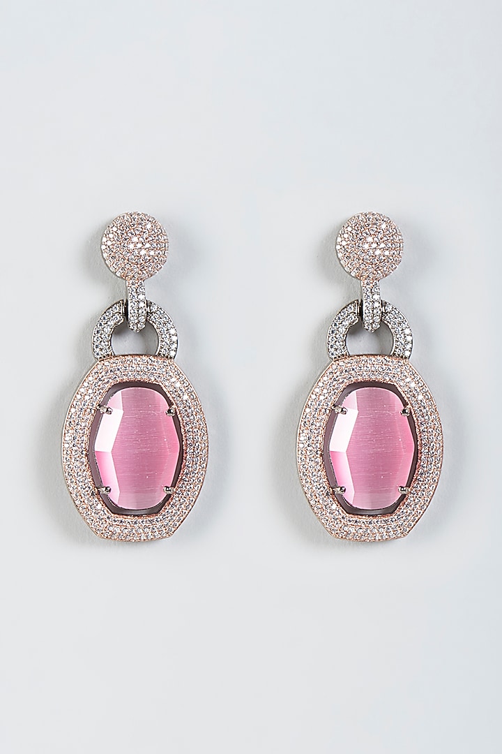 Two Tone Finish Zircon Diamond Earrings by Khushi Jewels at Pernia's Pop Up Shop