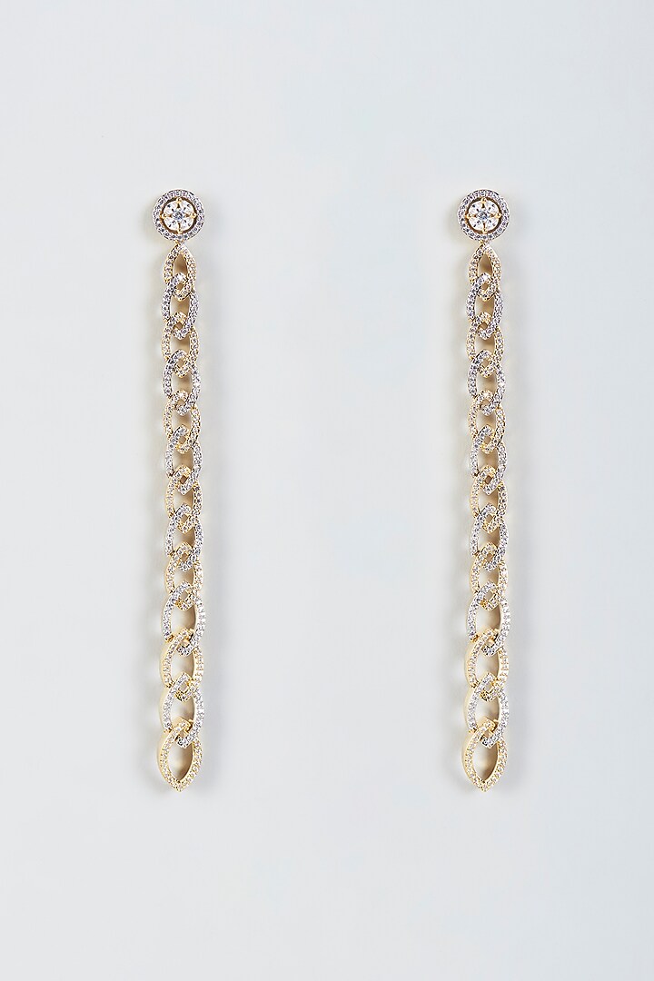 Gold Finish Zircon Diamond Earrings by Khushi Jewels at Pernia's Pop Up Shop