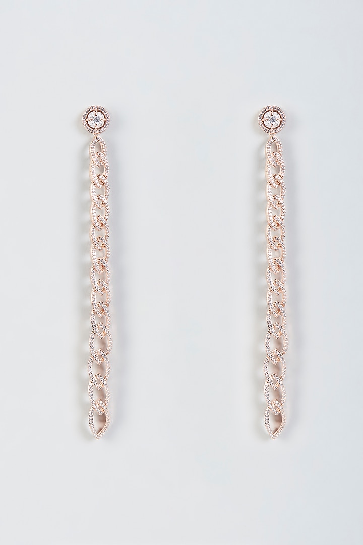 Rose Gold Finish Zircon Diamond Earrings by Khushi Jewels at Pernia's Pop Up Shop