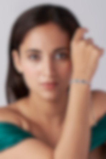 White Finish Green Stone Bracelet by Khushi Jewels at Pernia's Pop Up Shop