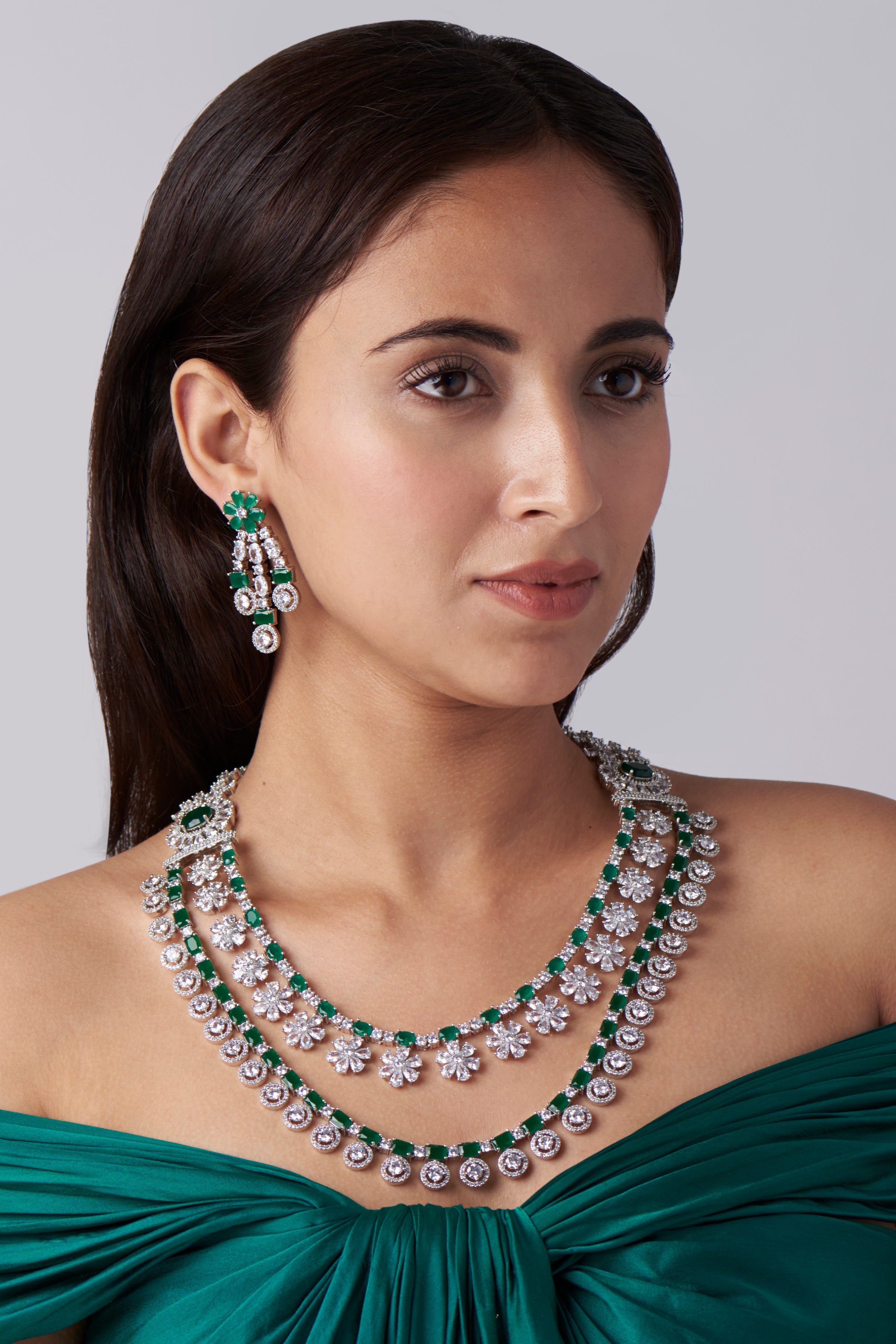 White Finish Zircon Necklace Set Design 