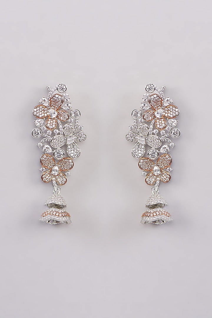 White Finish Zircon Dangler Earrings by Khushi Jewels at Pernia's Pop Up Shop