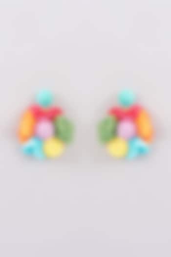 Multi-Colored Handmade Floral Stud Earrings by Khushi Jewels