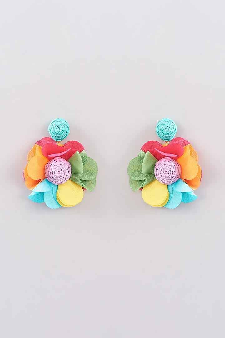 Multi-Colored Handmade Floral Stud Earrings by Khushi Jewels