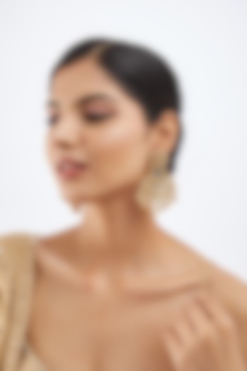 Gold Finish Kundan Polki Chandbaali Earrings by Khushi Jewels at Pernia's Pop Up Shop
