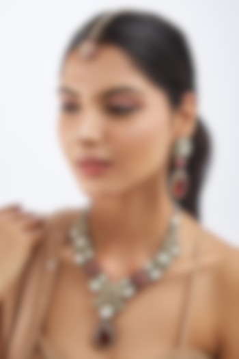 Two-Tone Finish Kundan Polki Meenakari Necklace Set by Khushi Jewels at Pernia's Pop Up Shop