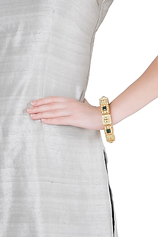 Gold Finish Meenakari Openable Kada Bangle by Khushi Jewels