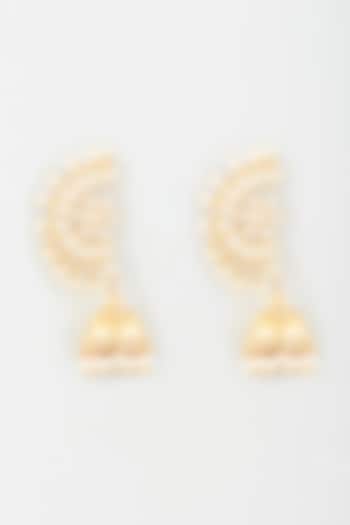 Gold Finish Earrings With Kundan Polki by Khushi Jewels