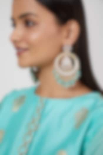 Gold Finish Pearl Chandbali Earrings by Khushi Jewels at Pernia's Pop Up Shop
