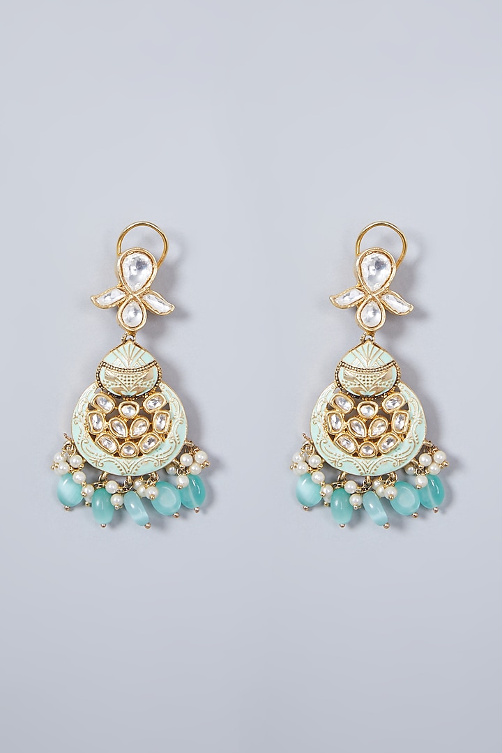 Gold Finish Kundan Polki Necklace Set by Khushi Jewels at Pernia's Pop Up Shop