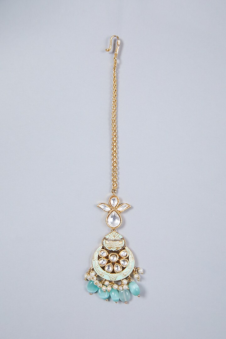 Gold Finish Kundan Polki Necklace Set by Khushi Jewels at Pernia's Pop Up Shop
