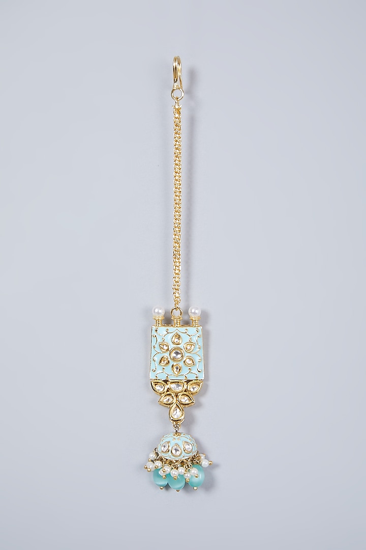 Gold Finish Necklace Set With Kundan Polki by Khushi Jewels at Pernia's Pop Up Shop