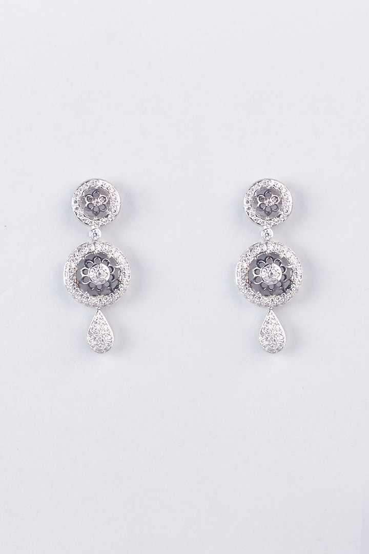White Finish Zircons Earrings by Khushi Jewels at Pernia's Pop Up Shop