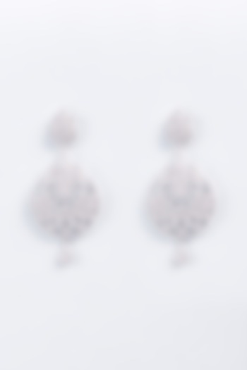 White Finish ZIrcons Chandbali Earrings by Khushi Jewels