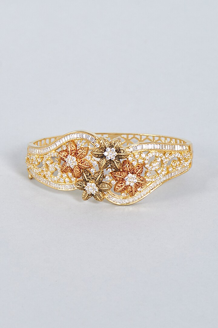 Gold Finish Yellow Stone & Zircon Bracelet by Khushi Jewels at Pernia's Pop Up Shop