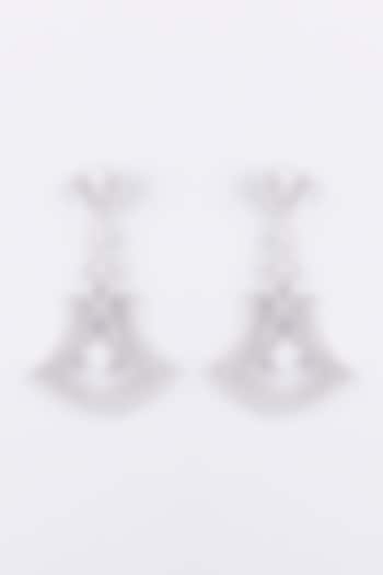 White Finish Zircon Long Dangler Earrings by Khushi Jewels