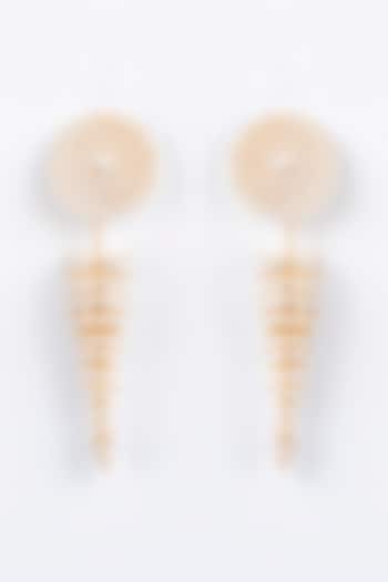 Gold Finish Zircon Long Dangler Earrings by Khushi Jewels