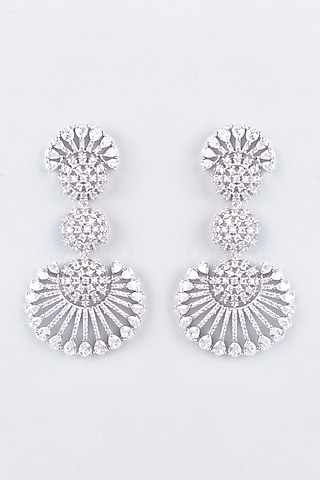 White Finish Zircon Long Dangler Earrings by Khushi Jewels