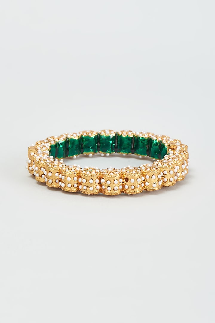 Gold Finish Moti Meenakari Kada by Khushi Jewels at Pernia's Pop Up Shop