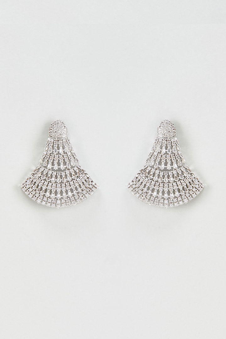White Finish Zircon Dangler Earrings by Khushi Jewels at Pernia's Pop Up Shop