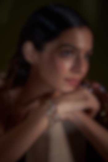 Rose Gold Finish Moissanite Polki Bangles (Set Of 2) by Khushi Jewels at Pernia's Pop Up Shop