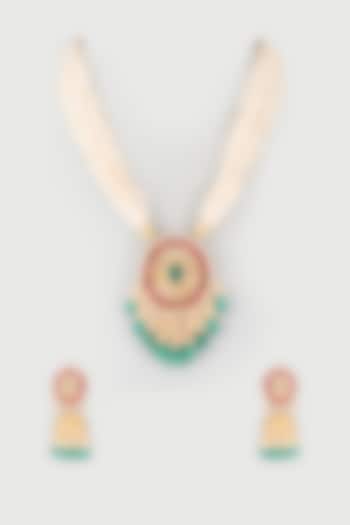 Gold Finish Pearl Mala Set by Khushi Jewels at Pernia's Pop Up Shop