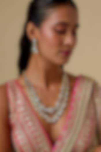 Gold Finish Kundan Polki Green Meenakari Long Necklace Set by Khushi Jewels at Pernia's Pop Up Shop