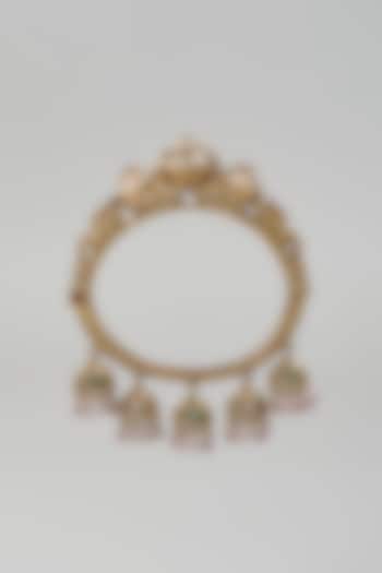 Gold Finish Kundan Polki Openable Bangles (Set Of 2) by Khushi Jewels at Pernia's Pop Up Shop