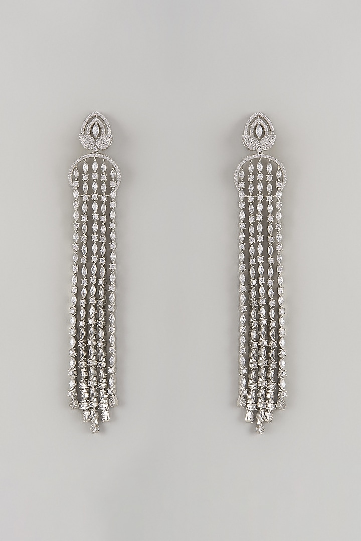White Finish Zircon Dangler Earrings by Khushi Jewels at Pernia's Pop Up Shop