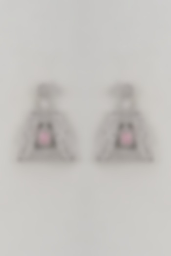 White Finish Zircon Earrings by Khushi Jewels at Pernia's Pop Up Shop