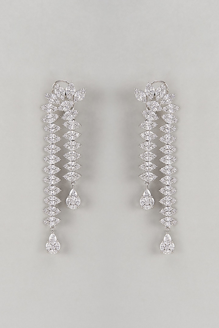 White Finish Zircon Dangler Earrings by Khushi Jewels at Pernia's Pop Up Shop