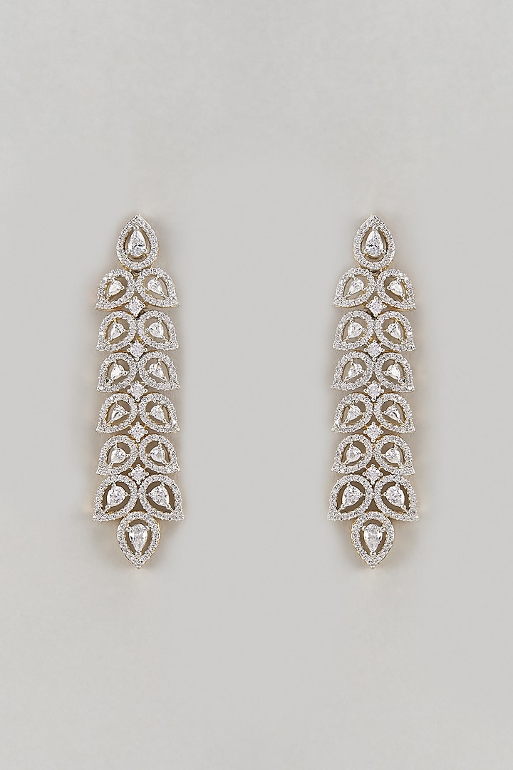Two-Tone Finish Zircon Dangler Earrings by Khushi Jewels at Pernia's Pop Up Shop