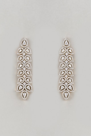 Two-Tone Finish Zircon Dangler Earrings by Khushi Jewels
