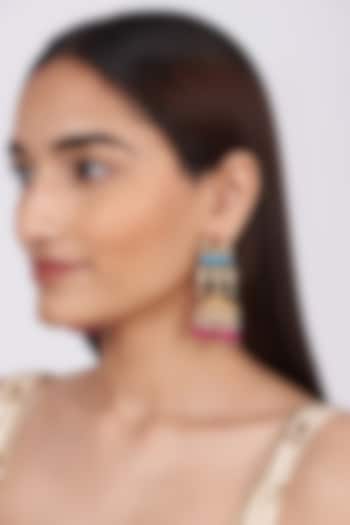 Gold Finish Kundan Polki Earrings by Khushi Jewels at Pernia's Pop Up Shop