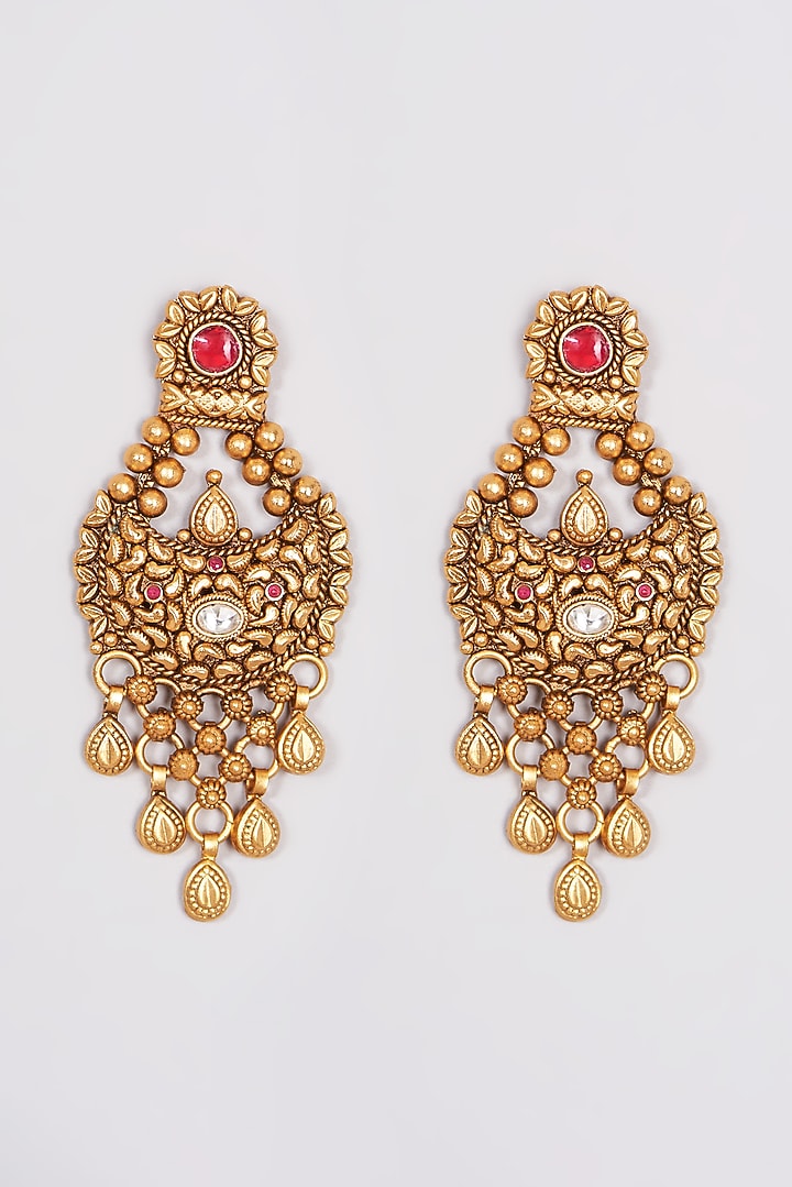 Gold Finish Kundan Polki Necklace Set by Khushi Jewels at Pernia's Pop Up Shop
