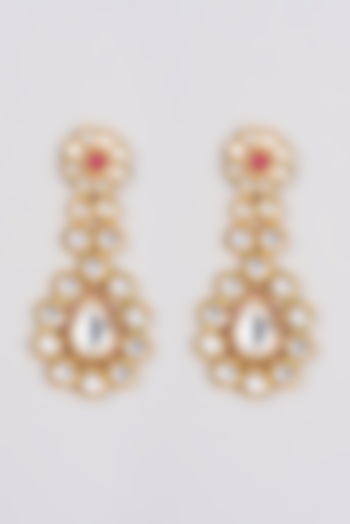 Gold Finish Kundan Polki Long Necklace Set by Khushi Jewels at Pernia's Pop Up Shop