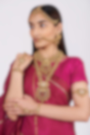 Gold Finish Kundan Polki Bridal Necklace Set by Khushi Jewels at Pernia's Pop Up Shop