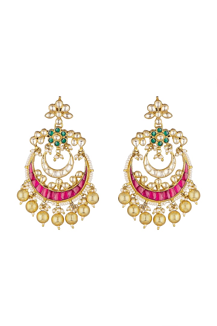 Gold Finish Beads Earrings by Khushi Jewels