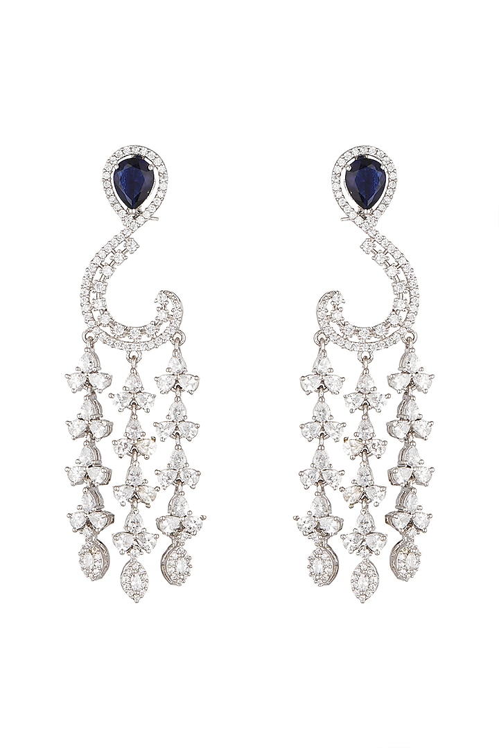 White Finish CZ Diamonds Earrings by Khushi Jewels