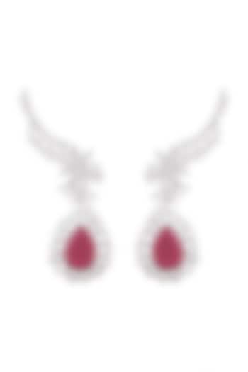 White Finish Ruby Earrings by Khushi Jewels