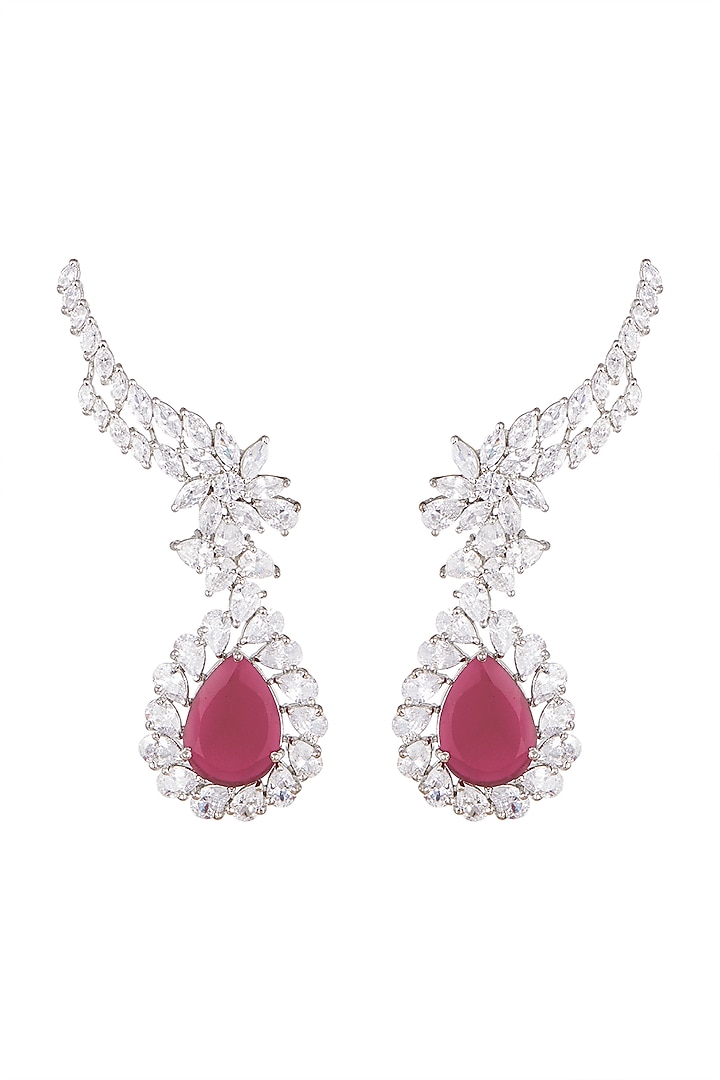 White Finish Ruby Earrings by Khushi Jewels