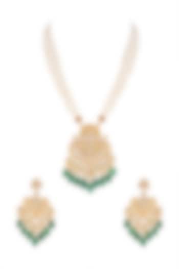 Gold Finish Beads Pendant Necklace Set by Khushi Jewels