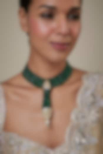 Gold Finish Kundan Polki Choker Necklace by Khushi Jewels at Pernia's Pop Up Shop