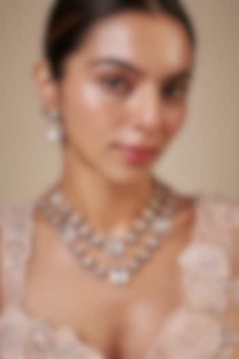 Gold Finish Kundan Polki & Navratna Stone Long Necklace Set by Khushi Jewels at Pernia's Pop Up Shop