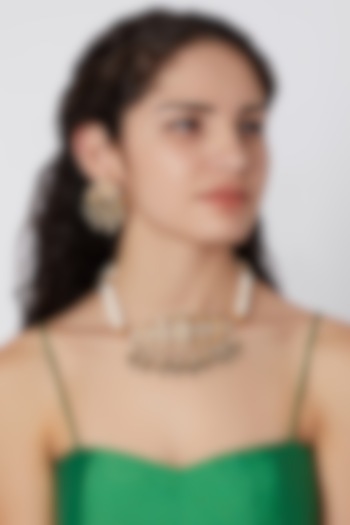 Gold Finish Kundan & Stone Necklace Set by Khushi Jewels