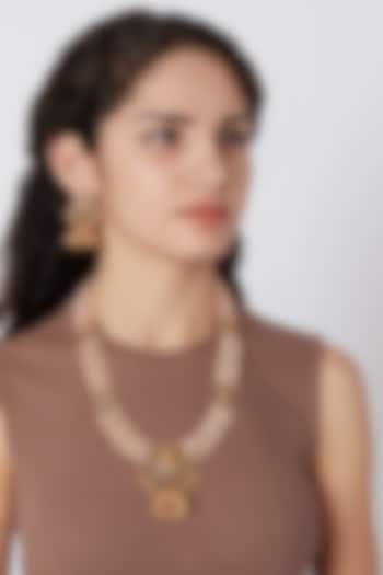Gold Finish Moti Mala Necklace Set by Khushi Jewels