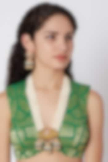 Gold Finish Moti Necklace Set by Khushi Jewels